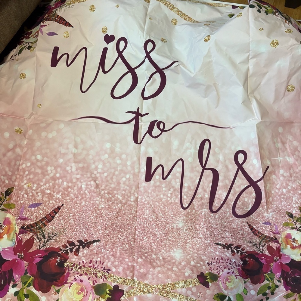 Miss to Mrs Floral Banner Burgundy Red Floral Bridal Shower